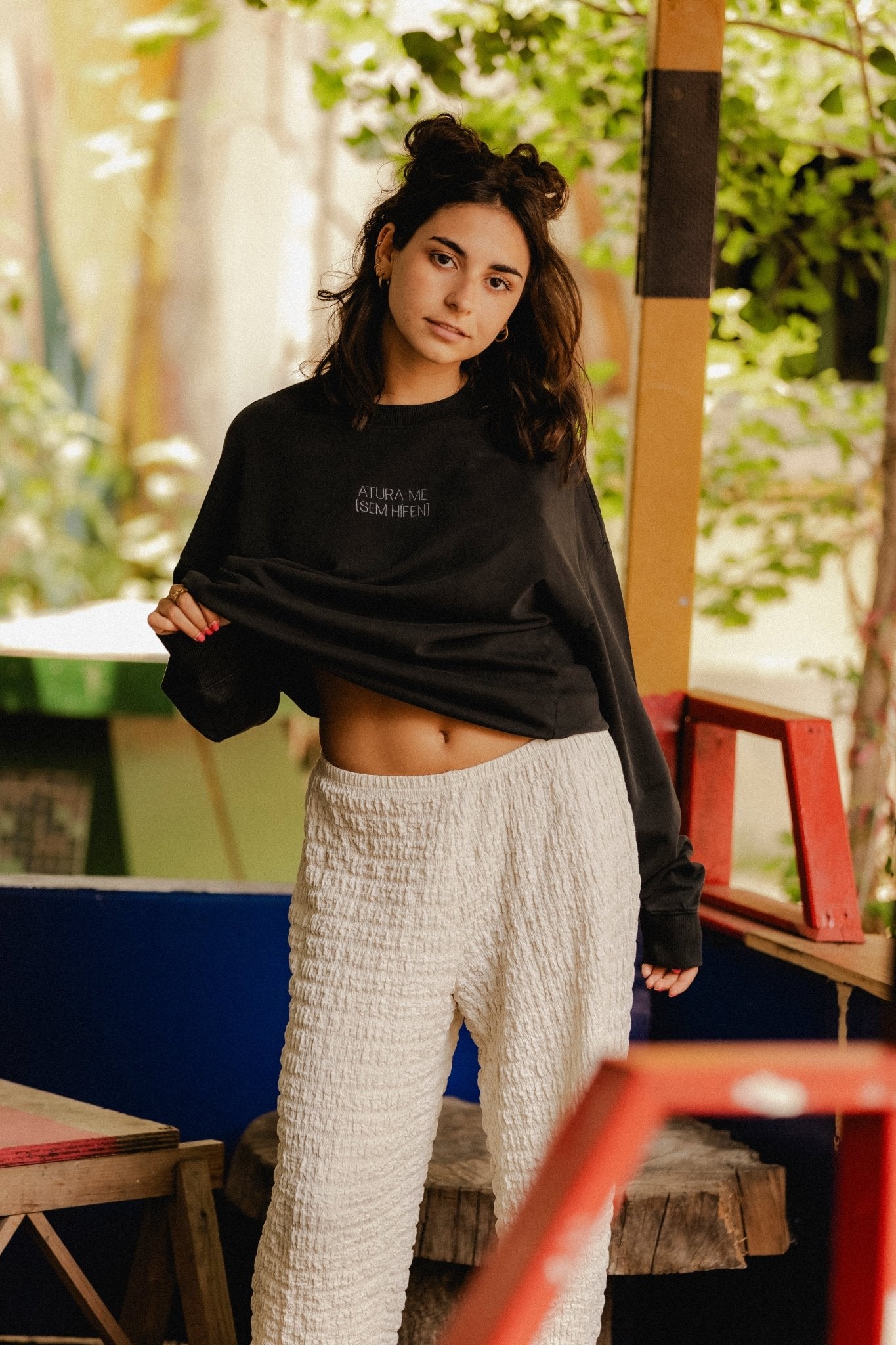 Hoodie ATURA ME Black washed effect - Sem Hífen